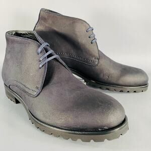 HARRYS OF LONDON Size 8 Griffen Black Nubuck Leather Lace-Up Boots